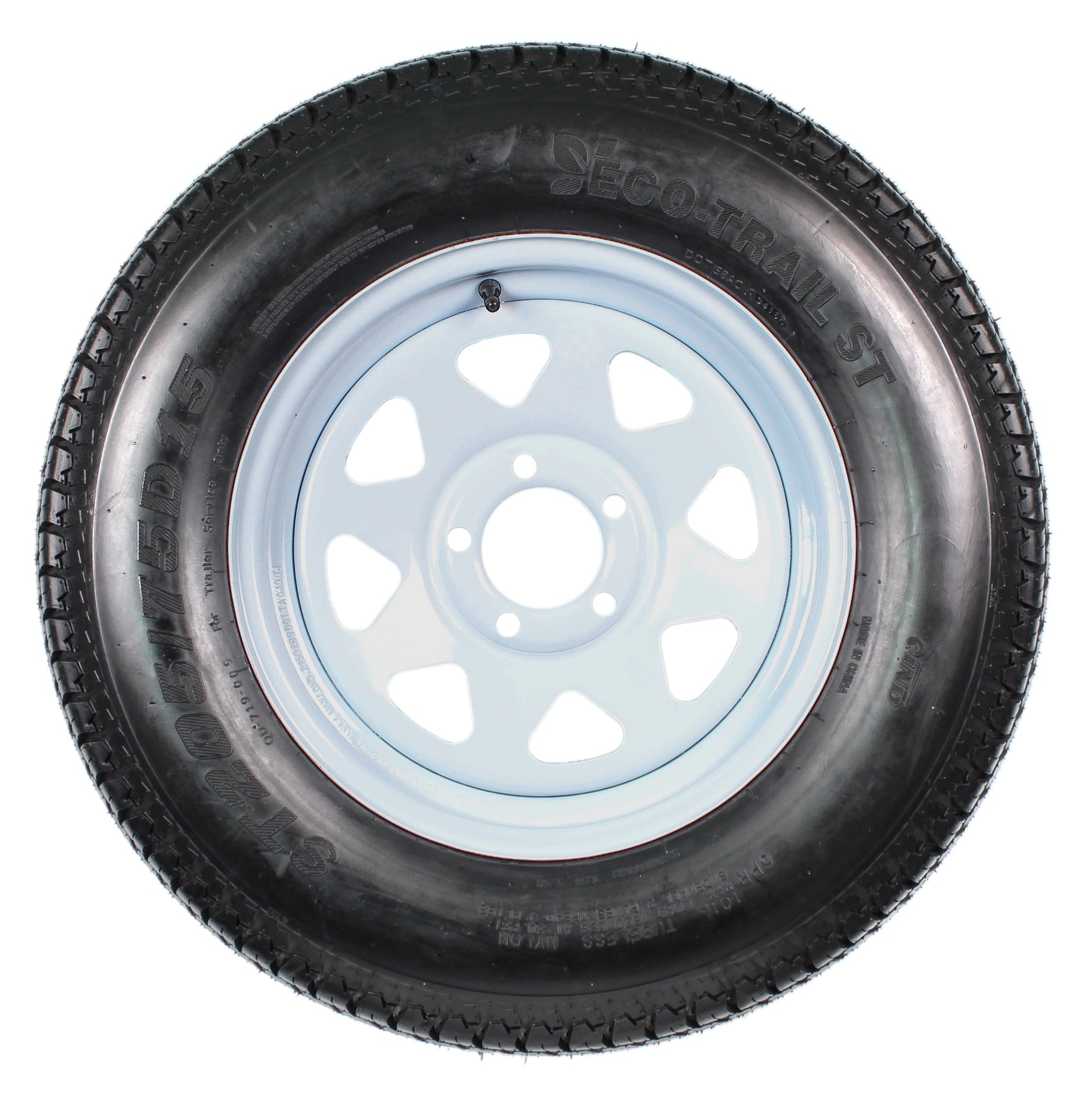 2-Pk Trailer Tire On Rim ST205/75D15 205/75 15 in. LRC 5 Hole White Spoke Wheel