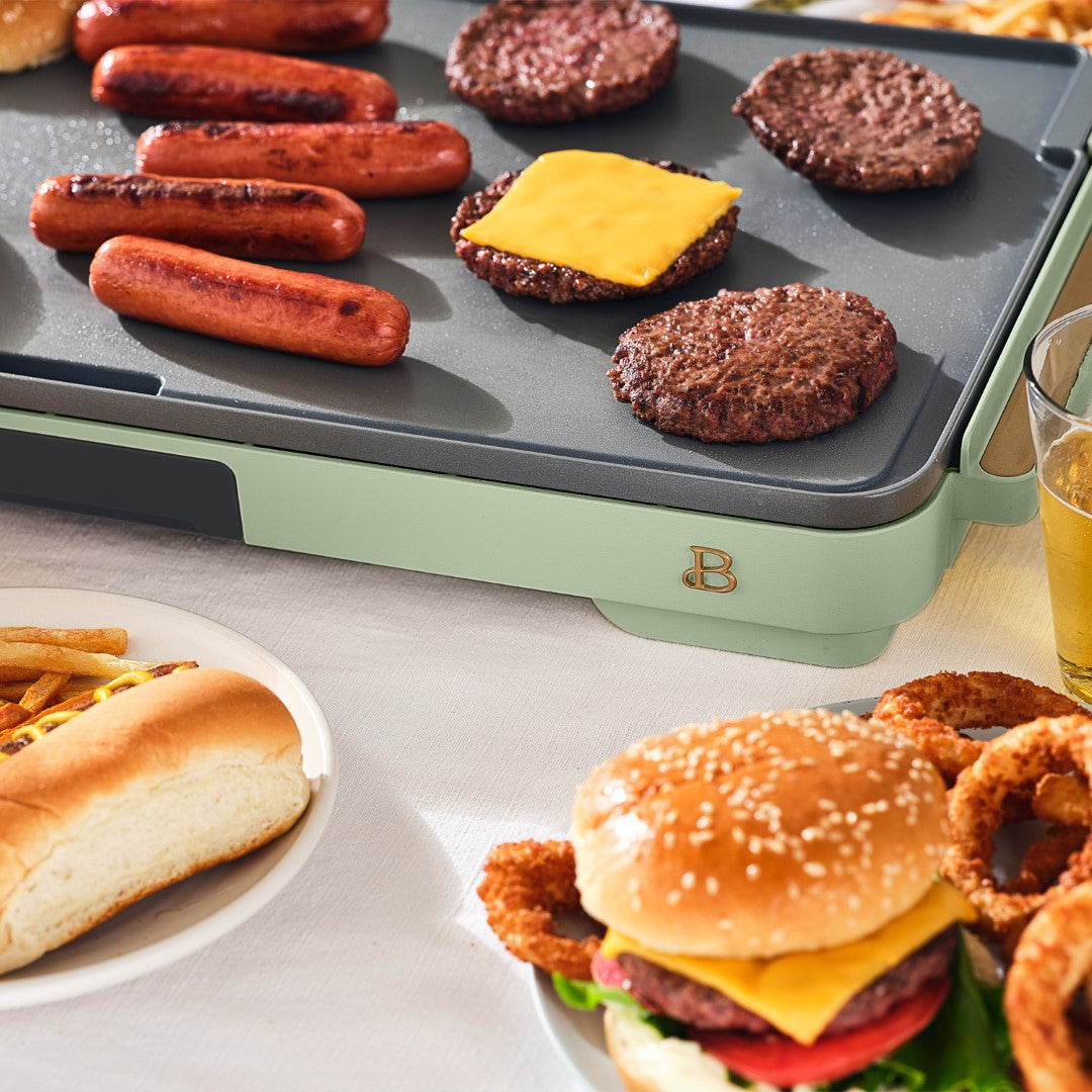 Beautiful XL Electric Griddle 12" x 22"- Non-Stick, White Icing by Drew Barrymore