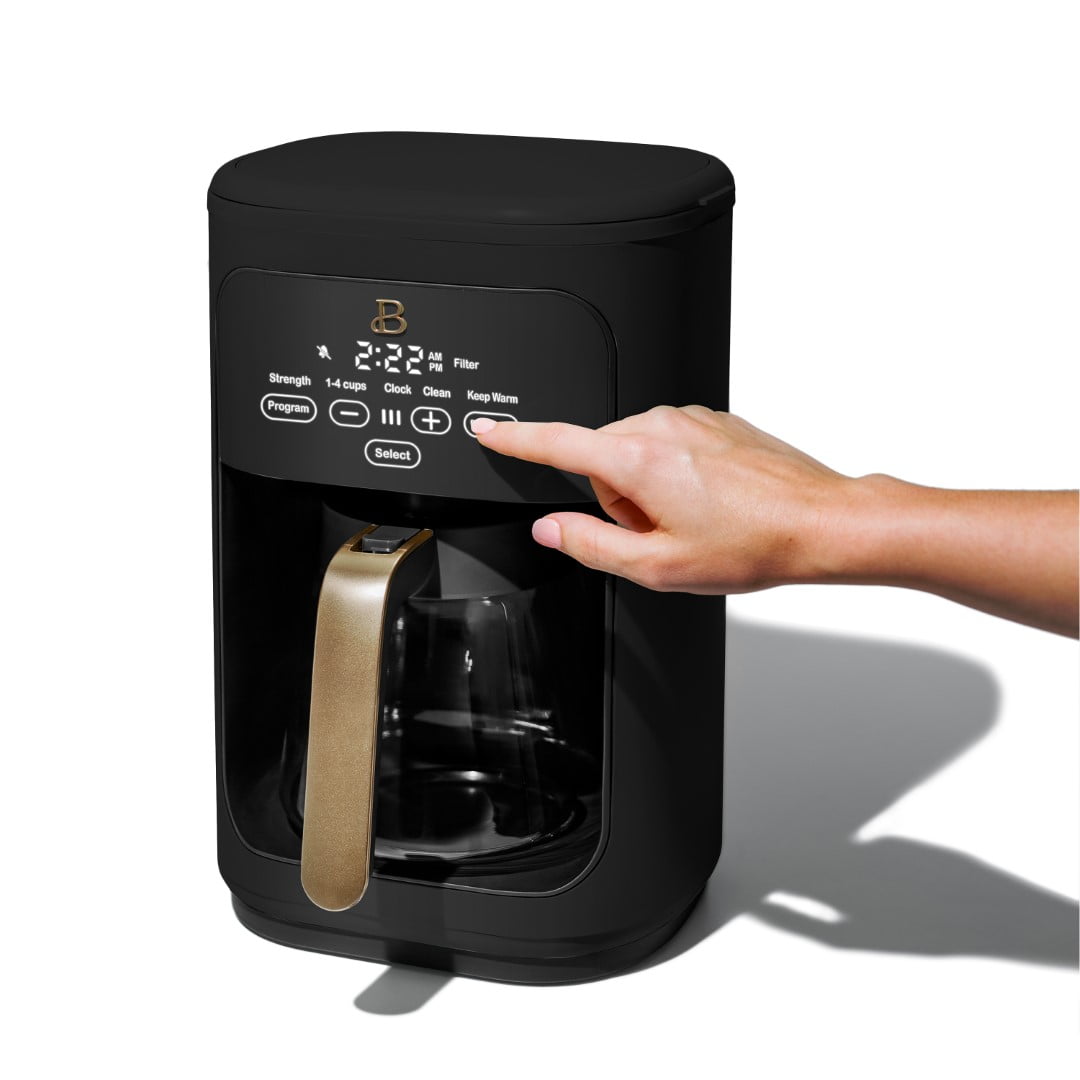 Beautiful 14-Cup Programmable Drip Coffee Maker with Touch-Activated Display, White Icing by Drew Barrymore