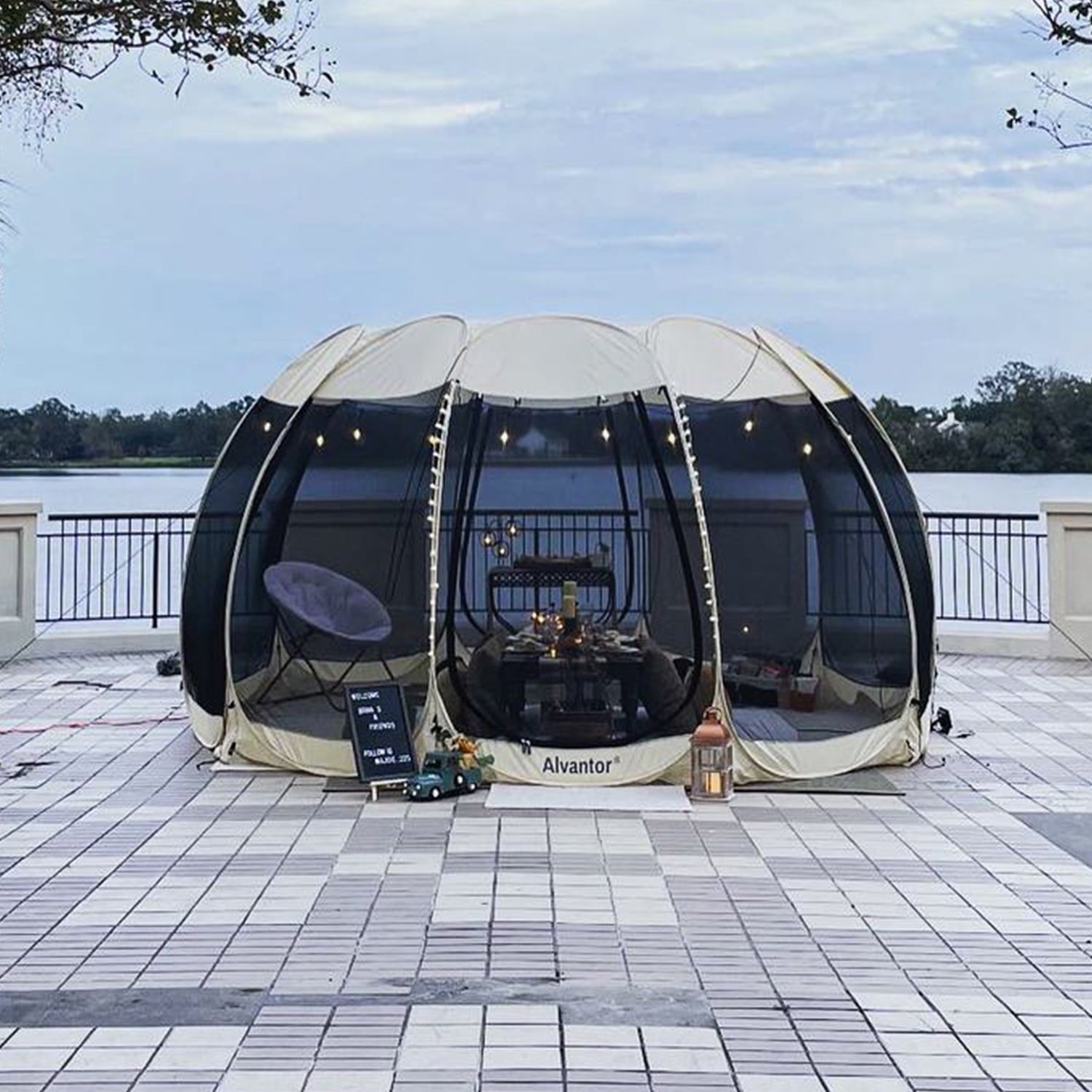 Alvantor Screen House Room Camping Tent Outdoor Canopy Dining Gazebo Pop Up Sun Shade Hexagon Shelter Mesh Walls Not Waterproof 10'x10' Beige