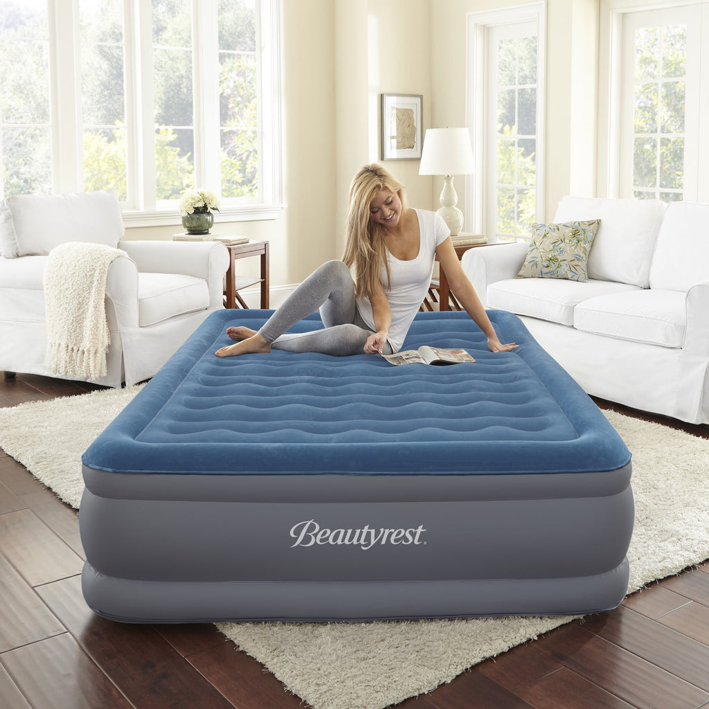 Beautyrest Extraordinaire 18" Queen Inflatable Blow up Air Bed Mattress with Built-in Pump