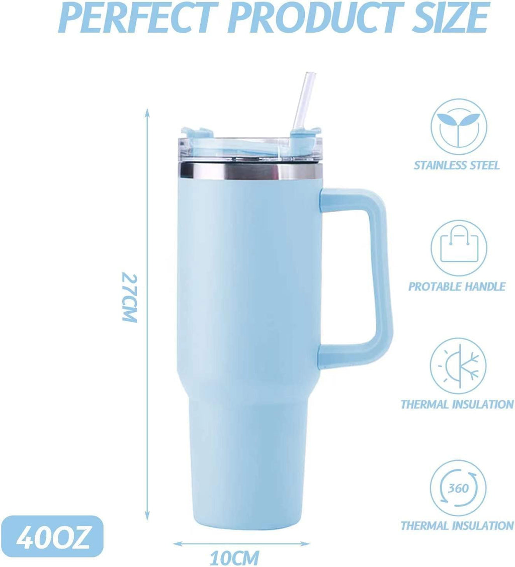 40 oz Tumbler with Handle Stainless Steel Insulated Travel Coffee Mug Double Wall Vacuum Straw for Ice Drinks & Hot