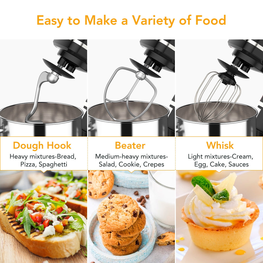 Acekool Stand Mixer, 7.5Qt 10 Speed 660W Tilt Head Electric Food Mixer