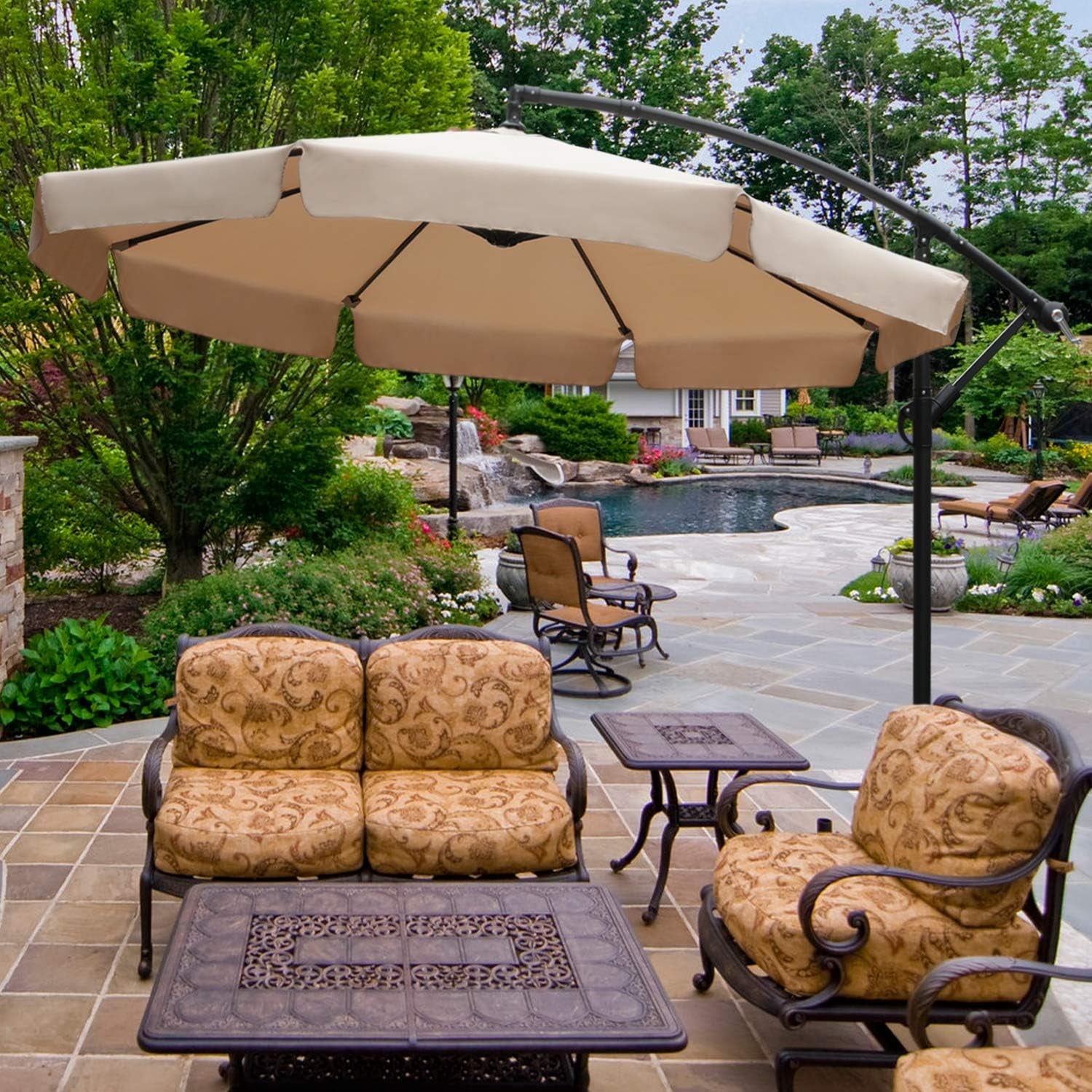 ABCCANOPY 10 FT Patio Umbrellas with Crank & Cross Base for Garden, Backyard, Pool and Beach, 12+ Colors(Turquoise)