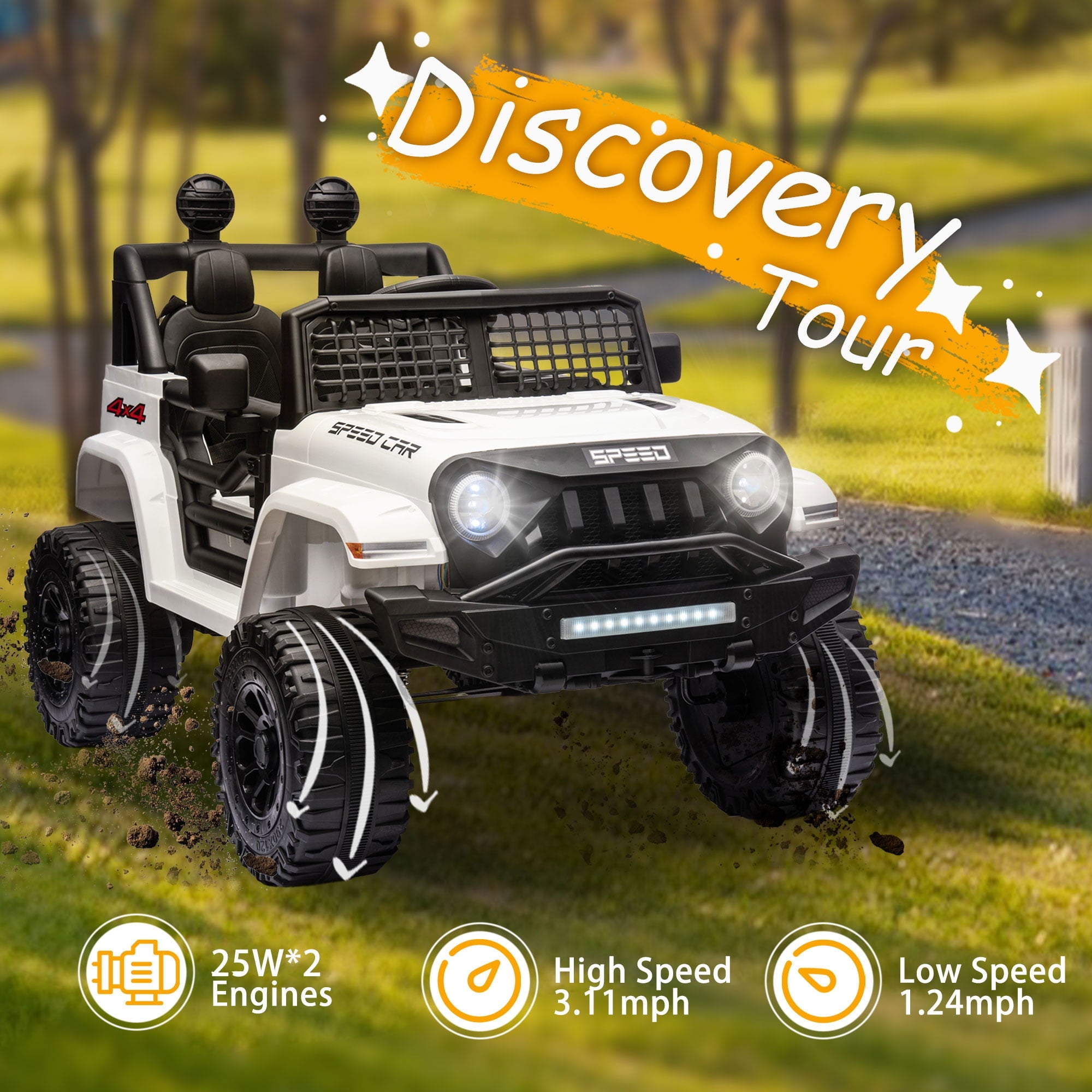 24V 2 Seater Kids Ride On Car Truck with 20" Extra Wide Seat, 4WD/2WD Switchable Kids Electric Vehicle with 4x100W Powerful Engine, Remote Control, Soft Brake, Music, Suspension, LED Light (Pink)