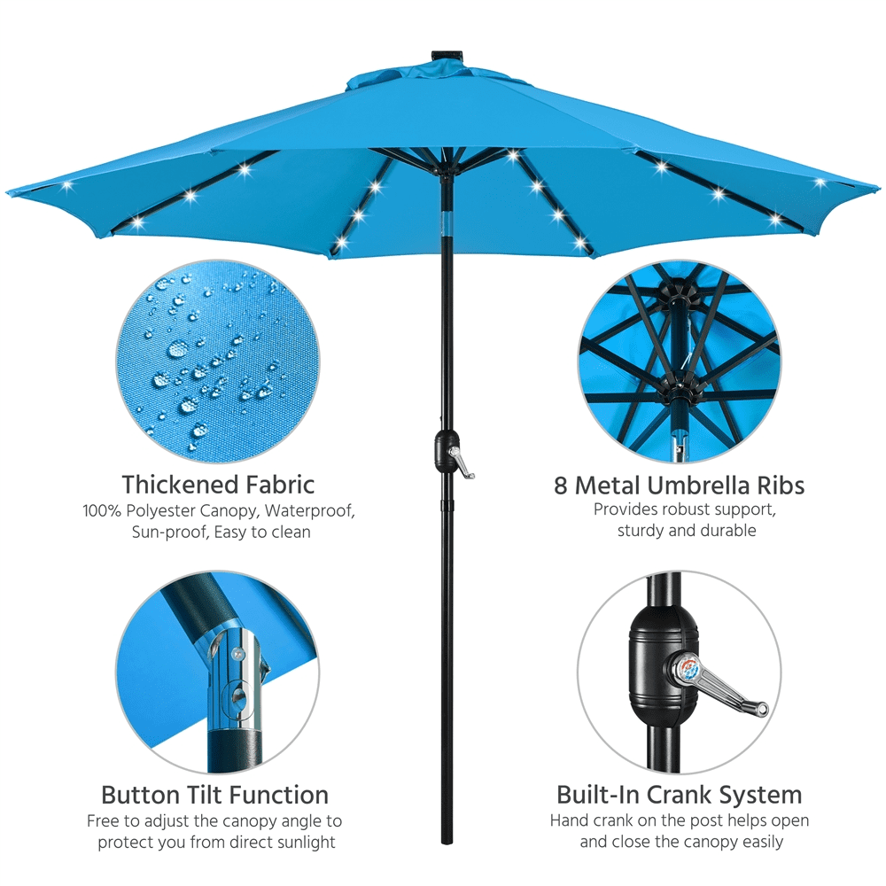 Alden Design 7.5ft Standard Patio Umbrella with LED Lights, Tan