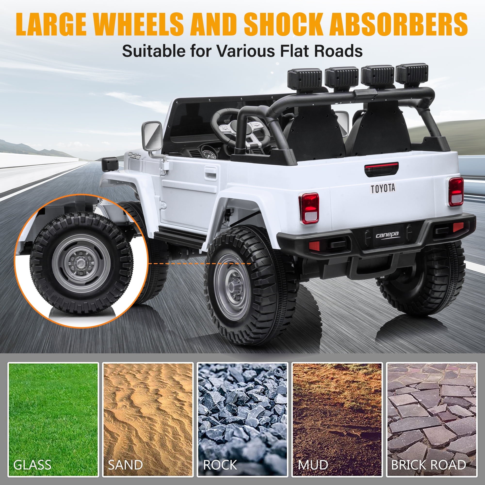 2 Seater 24V Ride on Car, Licensed Toyota Land Cruiser FJ40 Electric Truck with Remote Control, 4x80W Engine, Battery Powered Kid Car to Drive for Boy Girl, White