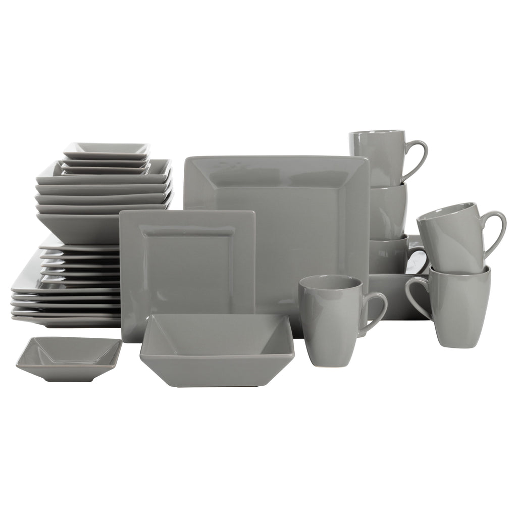 10 Strawberry Street Nova Square 40 Piece Stoneware Dinnerware Set, Gray