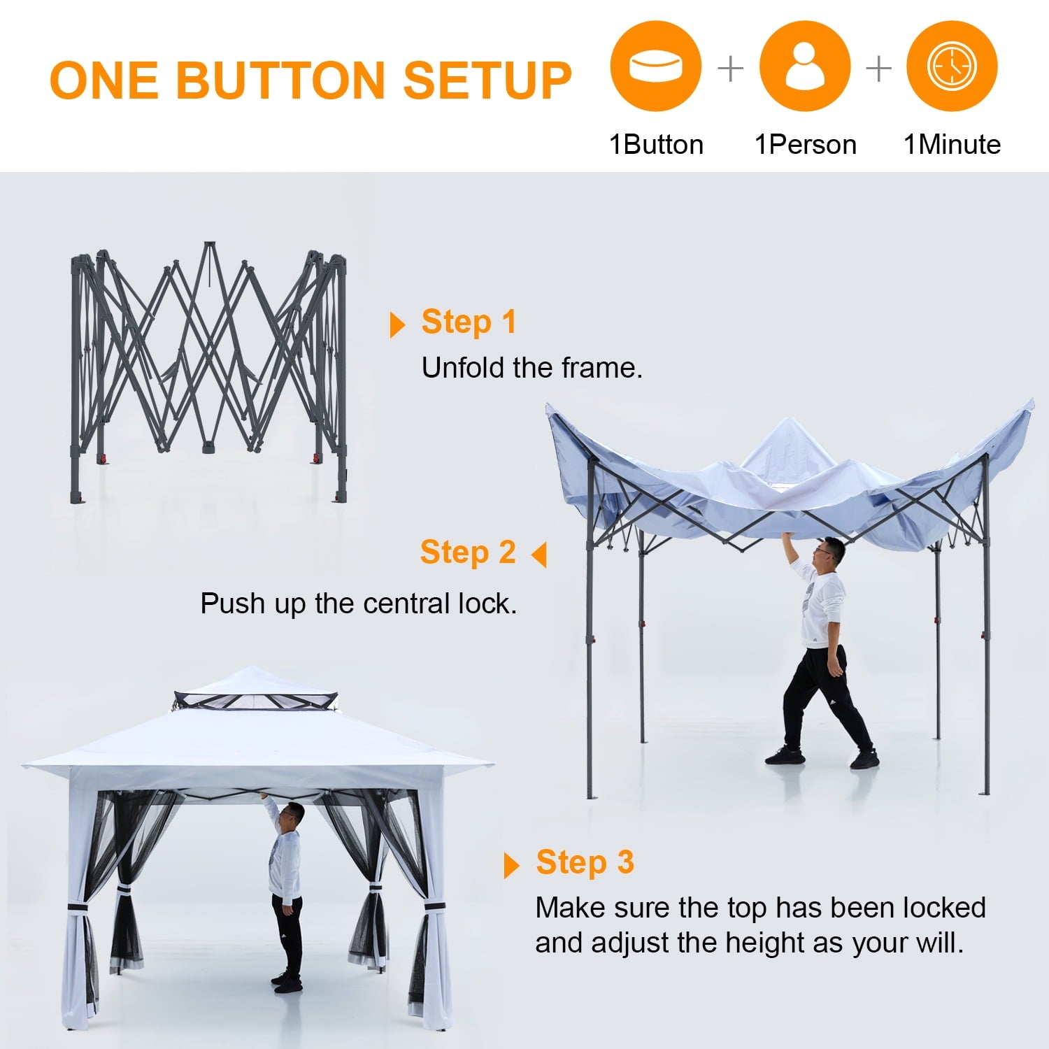 ABCCANOPY 13'x13' Gazebo Tent Outdoor Pop up Gazebo Canopy Shelter with Mosquito Netting, Brown