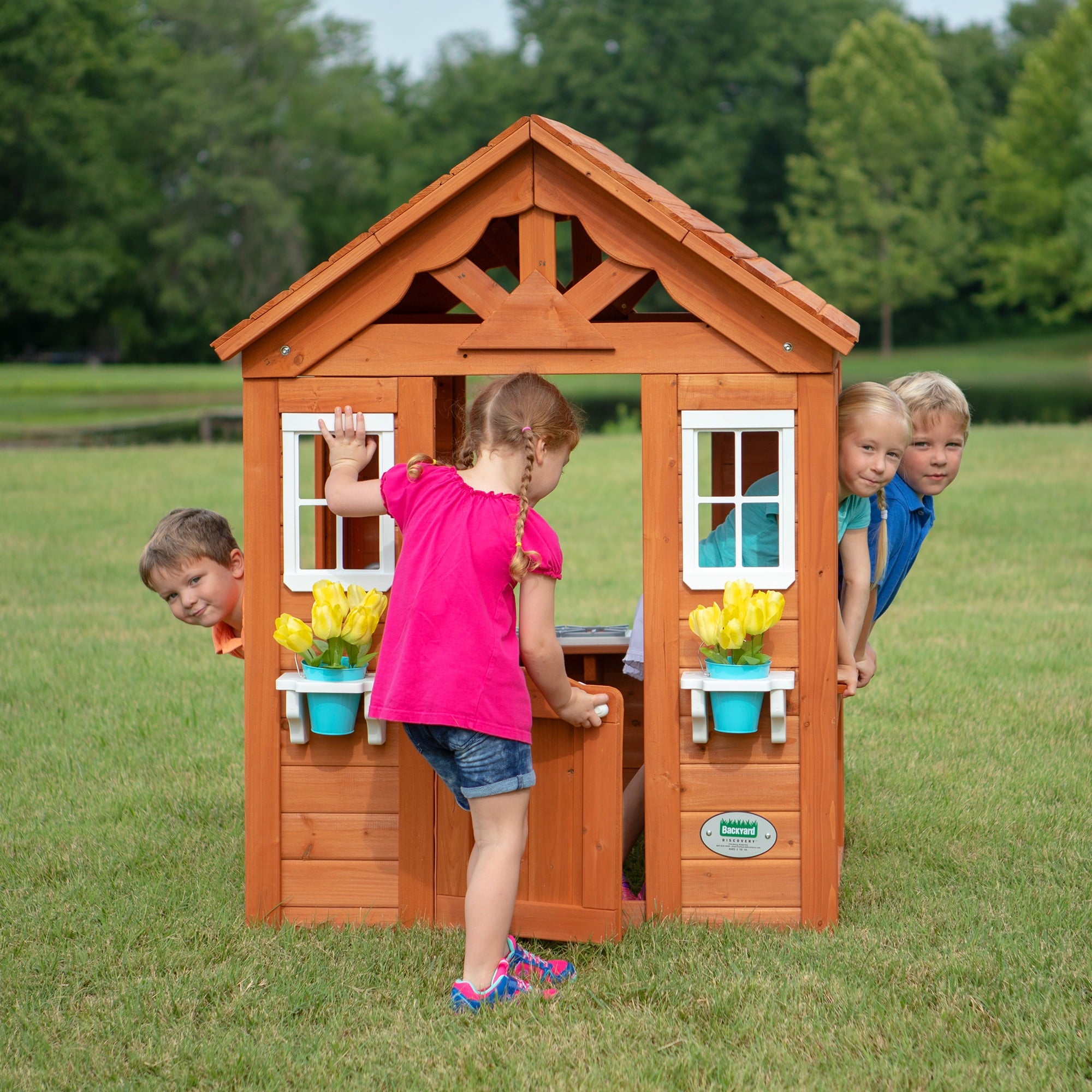 Backyard Discovery Timberlake Cedar Wooden Playhouse