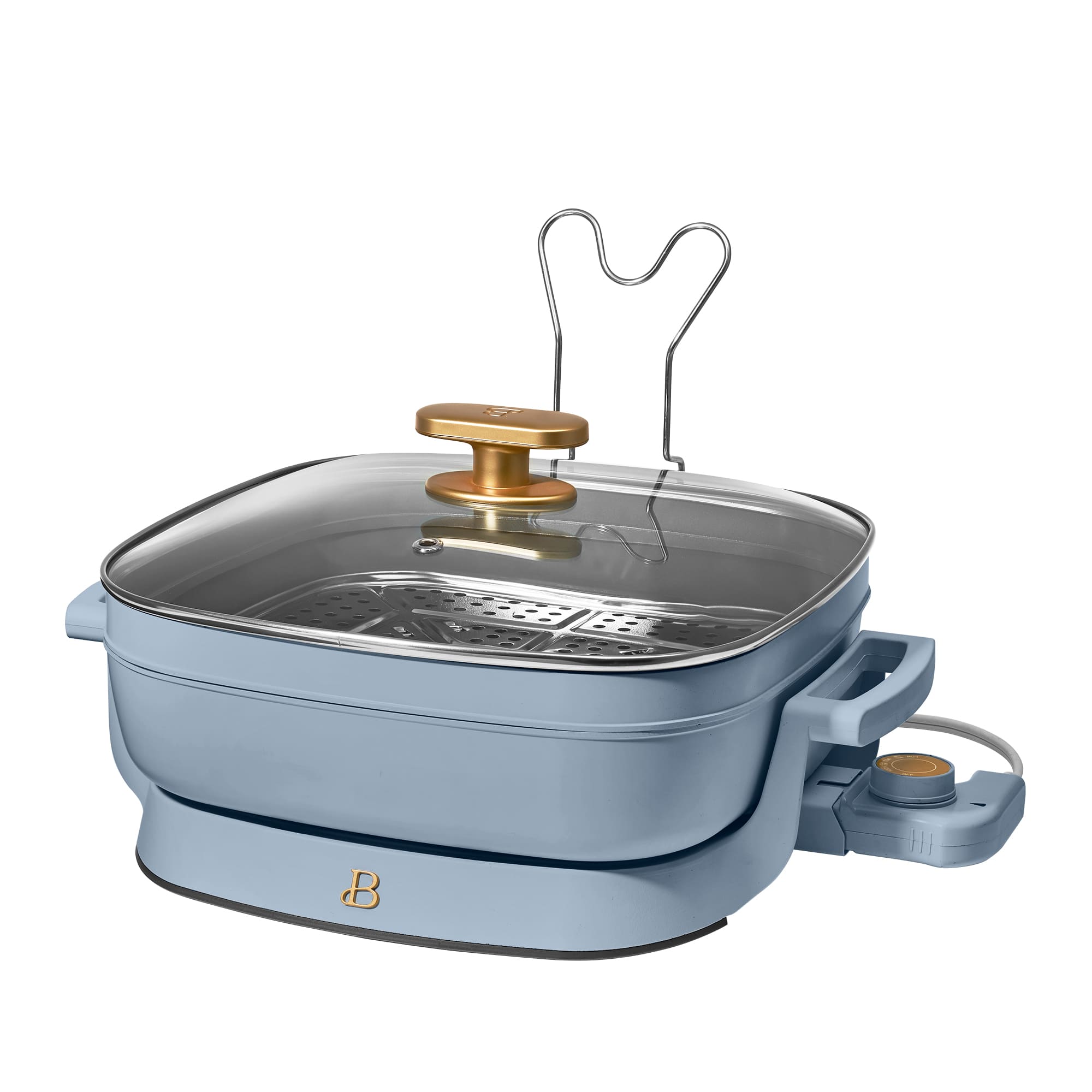 Beautiful 5 in 1 Electric Skillet - Expandable up to 7 Qt with Glass Lid, White Icing by Drew Barrymore