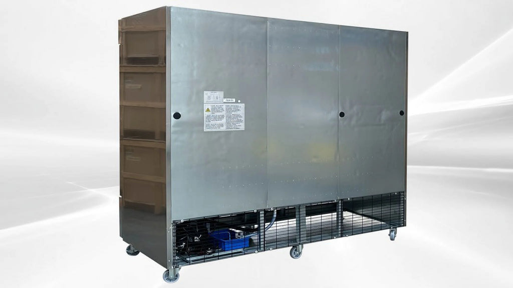 83 in. Three Door Upright Reach-in Commercial Freezer in Stainless Steel 64.80 Cu. ft.