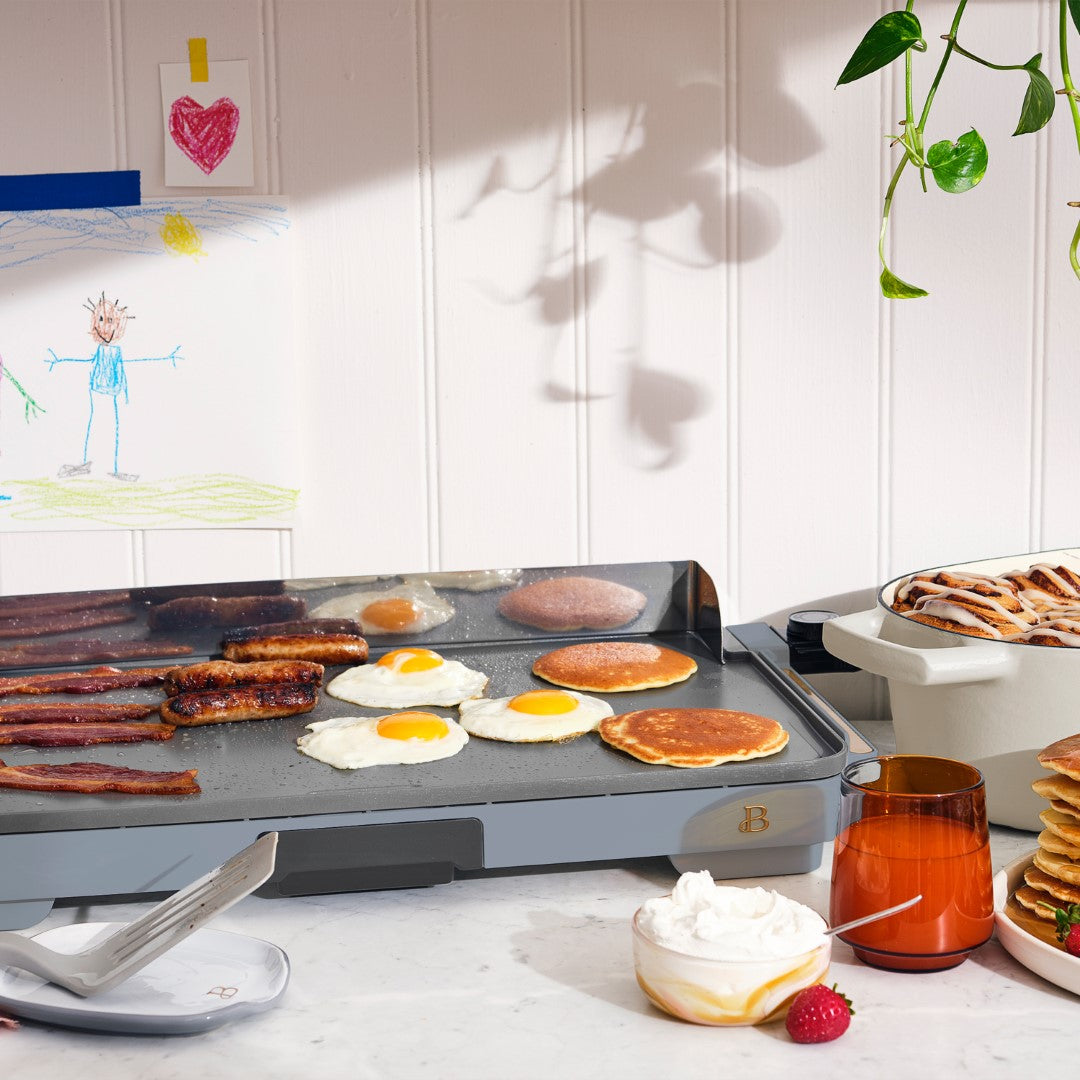 Beautiful XL Electric Griddle 12" x 22"- Non-Stick, White Icing by Drew Barrymore