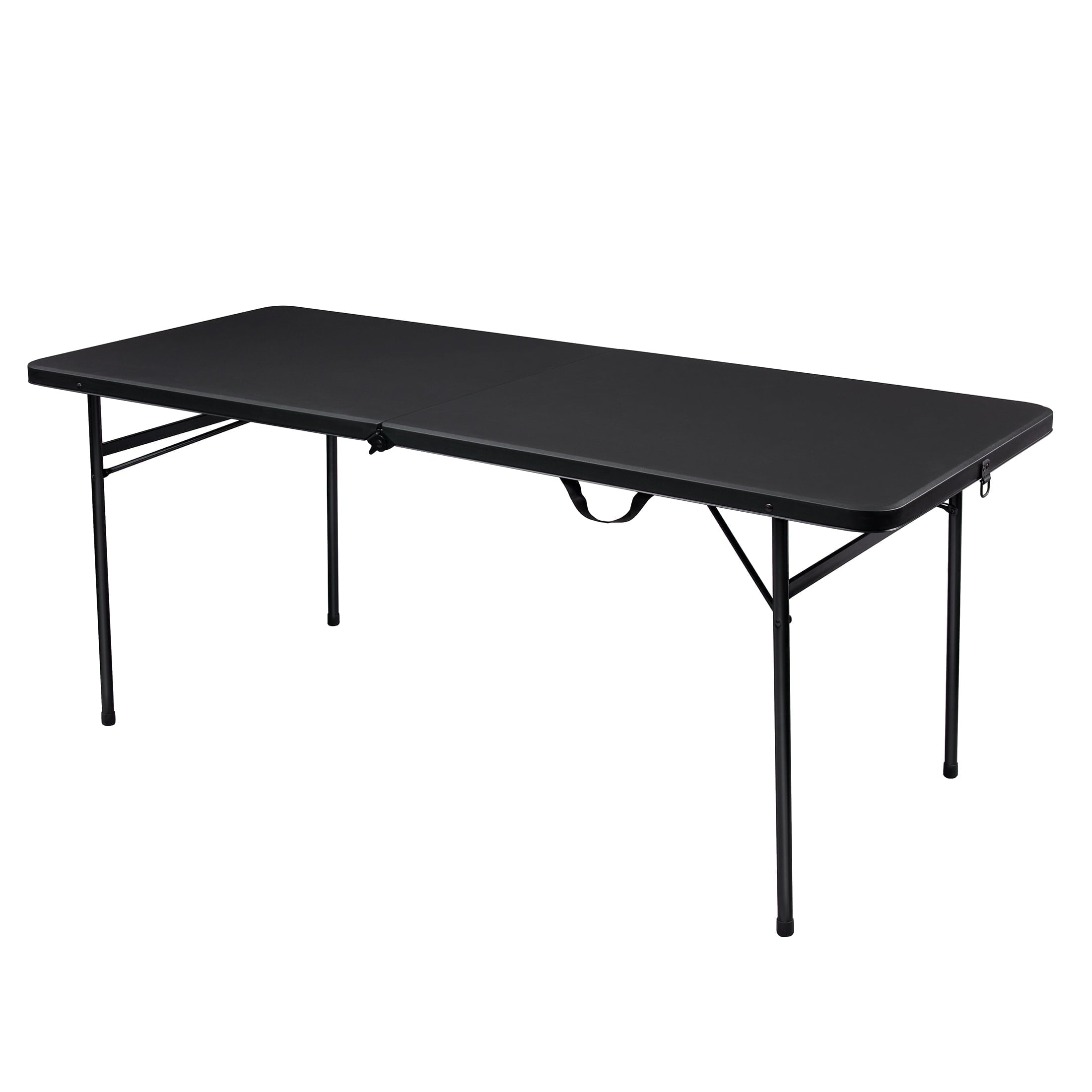6 Foot Bi-Fold Plastic Folding Table  Black