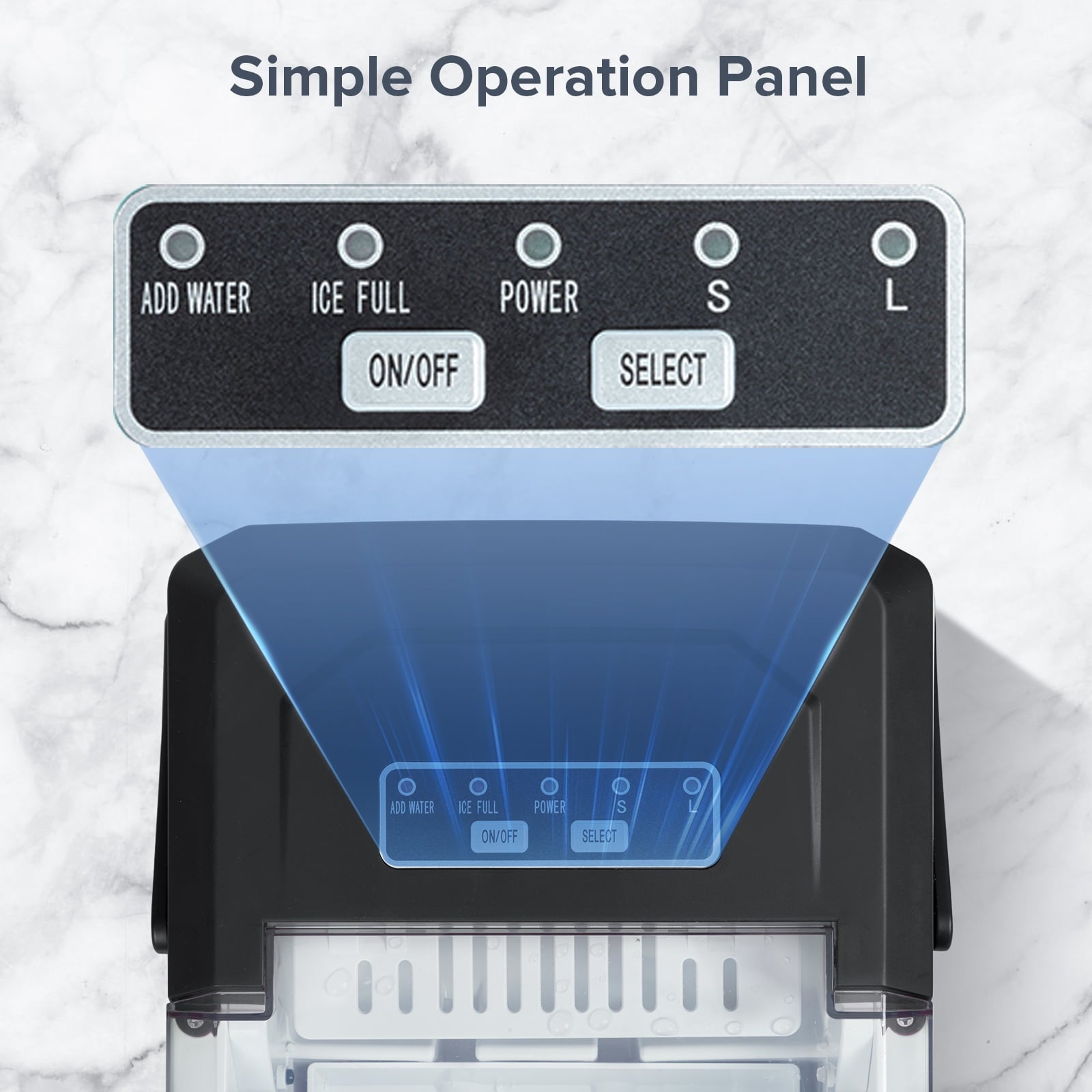 Auseo Countertop Ice Maker, Self-cleaning Portable Ice Maker Machine with Handle and Ice Scoop, Bullet Ice Cubes, 9Pcs/8Min 26Lbs/24H for Home/Office/Bar/Party (Black)