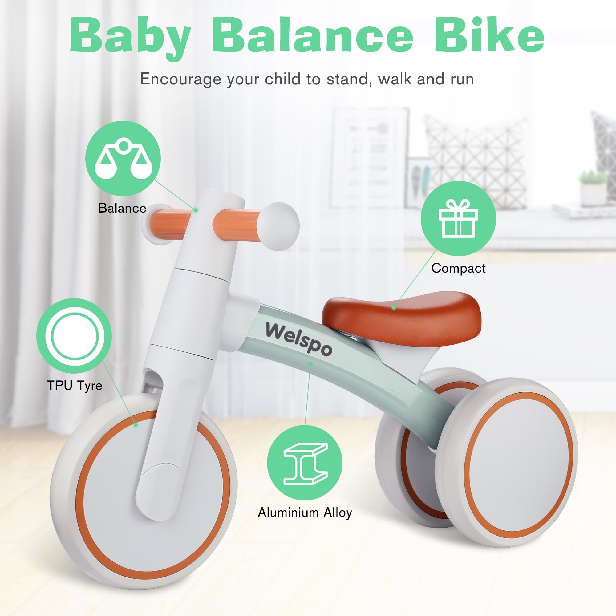 Baby Balance Bike, Mini Bike for Ages 10 Months to 3 Years, Infant Walker fo Boy and Girl First Birthday Gifts