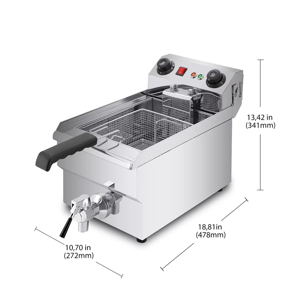 ALDKitchen Commercial Deep Fryer | 11.5 L | Electric Oil Fryer | Snack Machine with Removable Basket | 110V