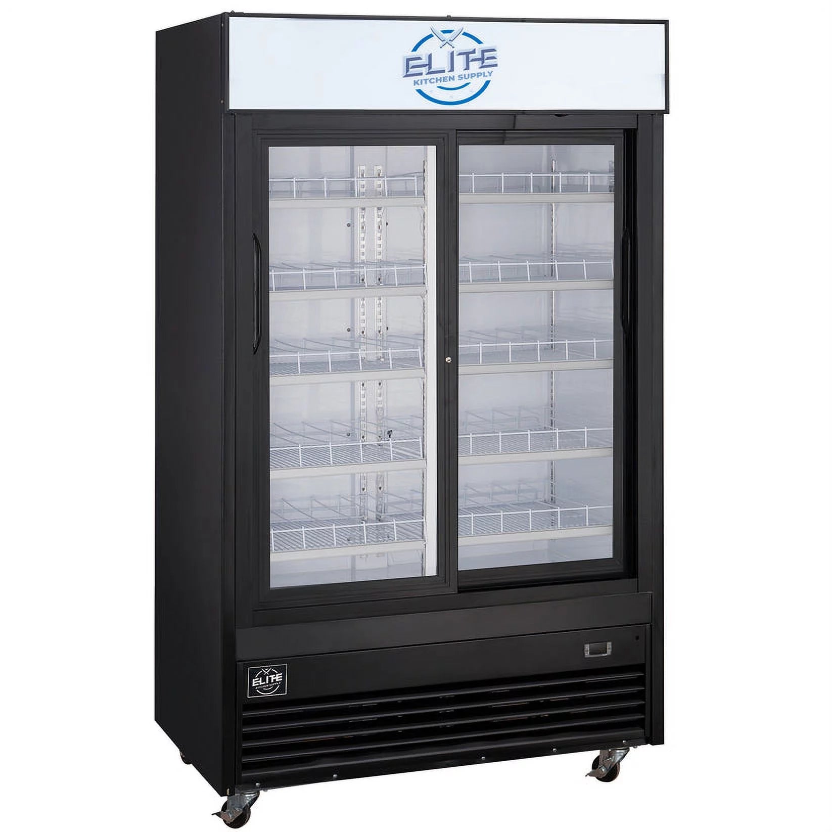 47 in Automatic Defrosting Commercial Merchandiser Refrigerator with Sliding Glass Doors in Black 33.3 cu. ft.