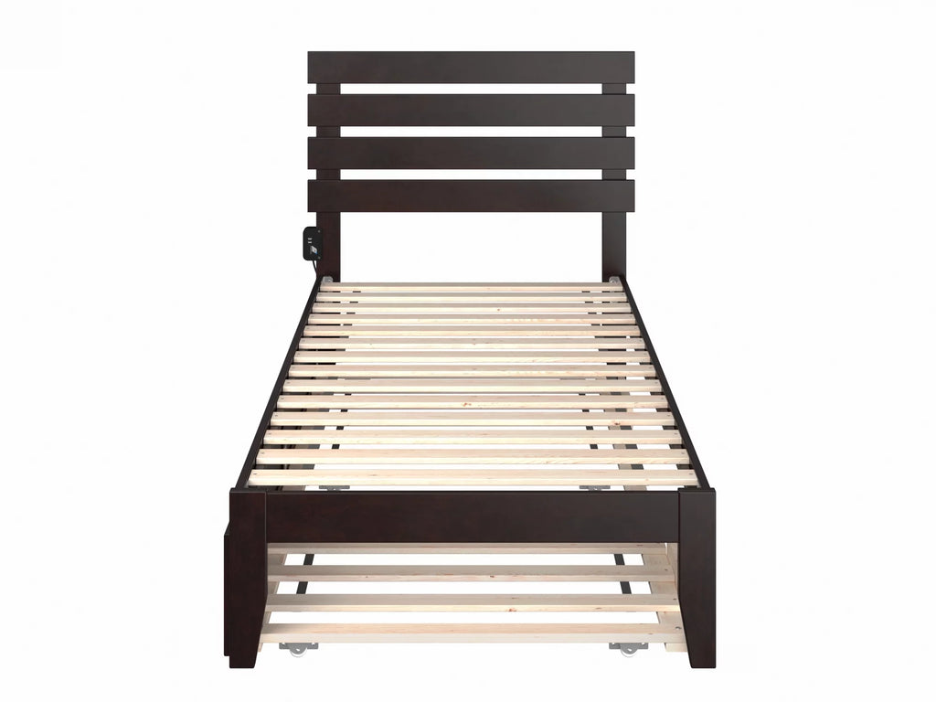 AFI Oxford 14" Twin XL Wood Platform Bed Frame with Twin XL Trundle, Espresso