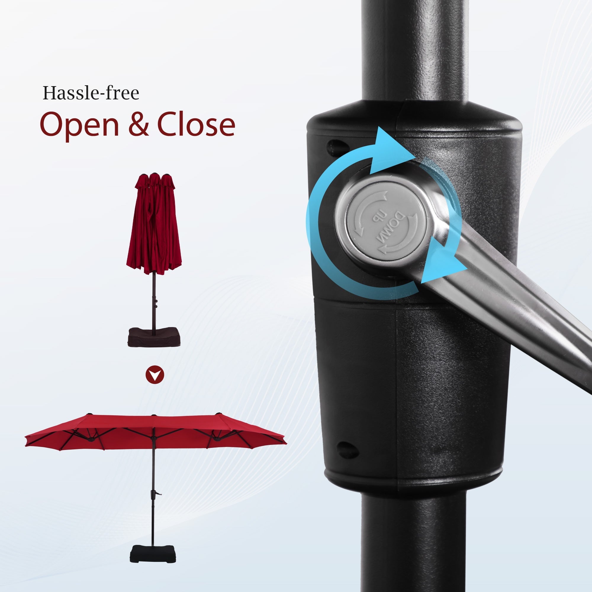 Alpha Joy 13x6.5ft Double-Sided Extra Large Outdoor Patio Umbrella with Crank Handle, Beige