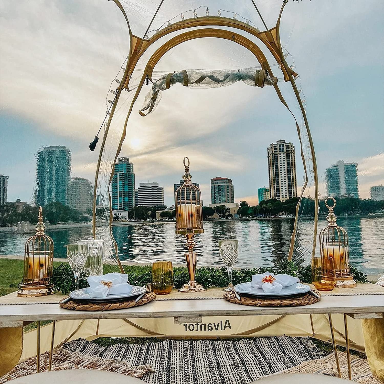 Alvantor Bubble Tent Gazebo Pop Up 15x15 Beige 1 Room Halloween