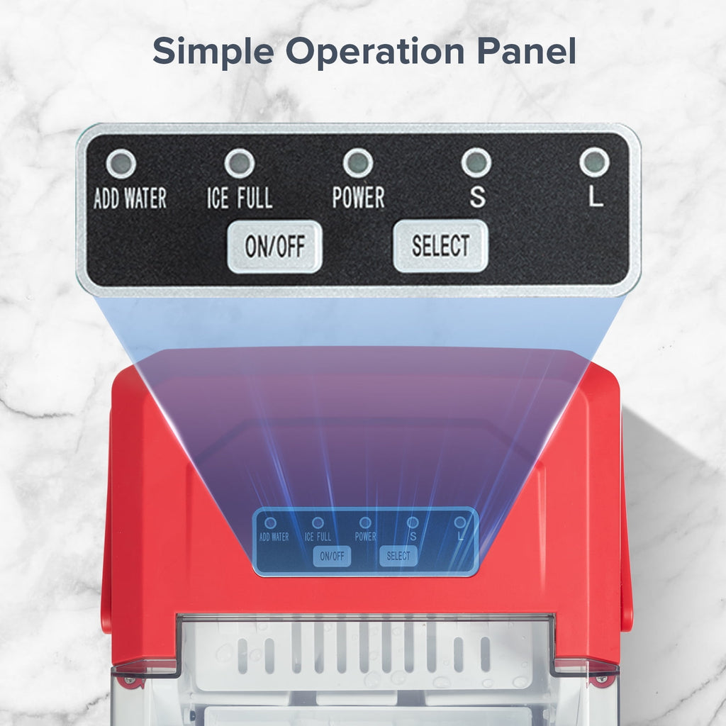 Auseo Countertop Ice Maker, Self-cleaning Portable Ice Maker Machine with Handle and Ice Scoop, Bullet Ice Cubes, 9Pcs/8Min 26Lbs/24H for Home/Office/Bar/Party (Black)