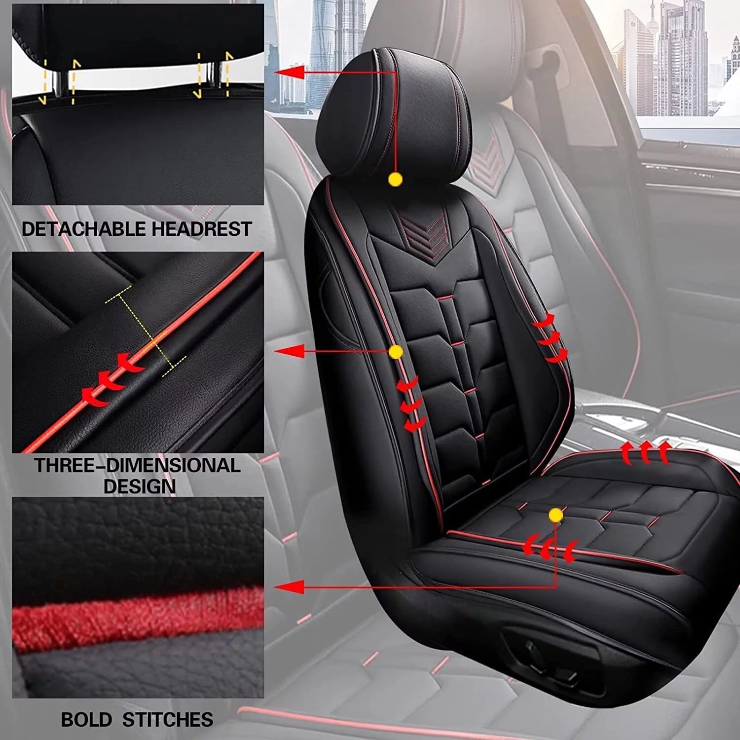 AOMSAZTO Car 5-Seat Covers Front & Rear Full Set For Ford Maverick 2022 2023 Faux Leather Seat Cushion Protector Waterproof