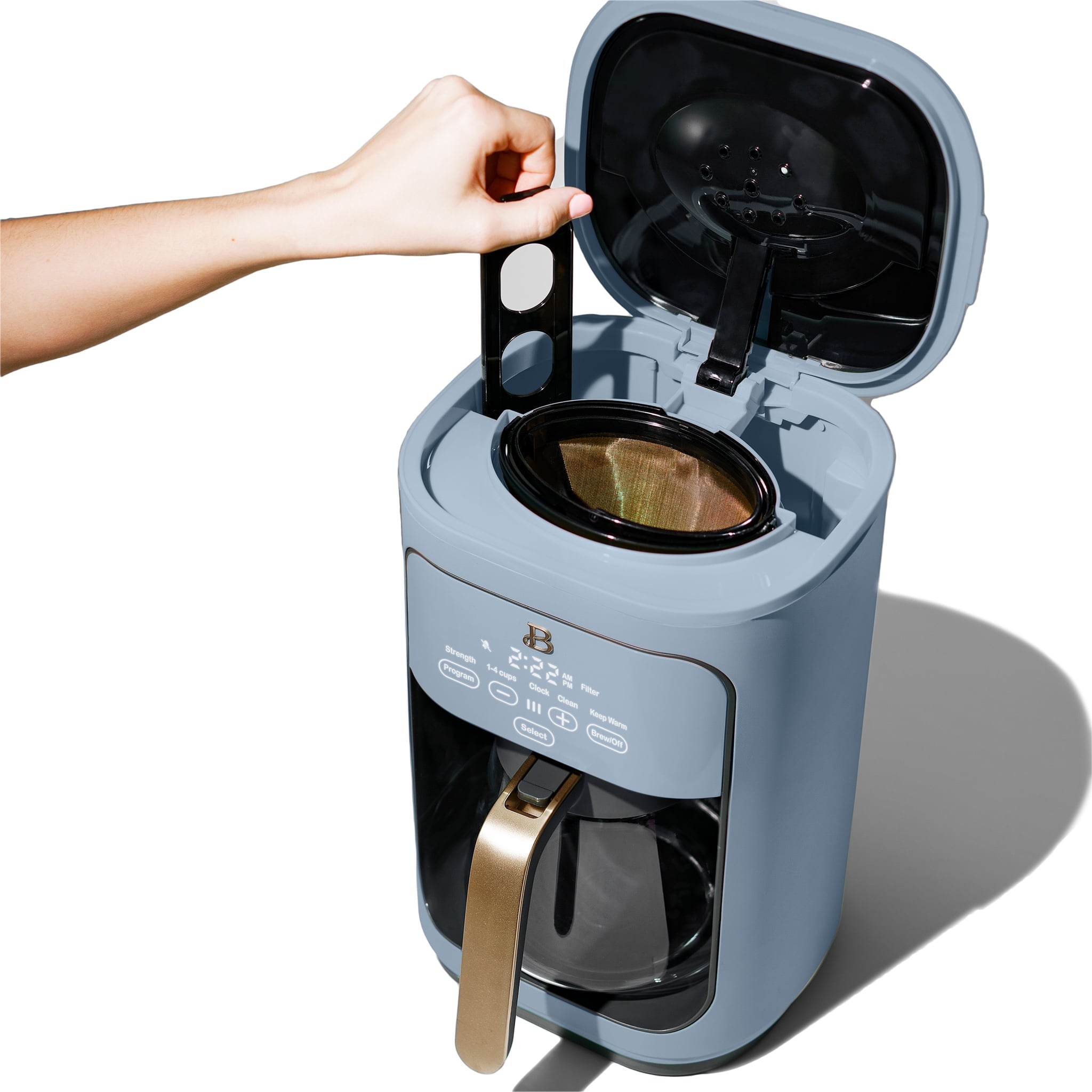 Beautiful 14-Cup Programmable Drip Coffee Maker with Touch-Activated Display, White Icing by Drew Barrymore