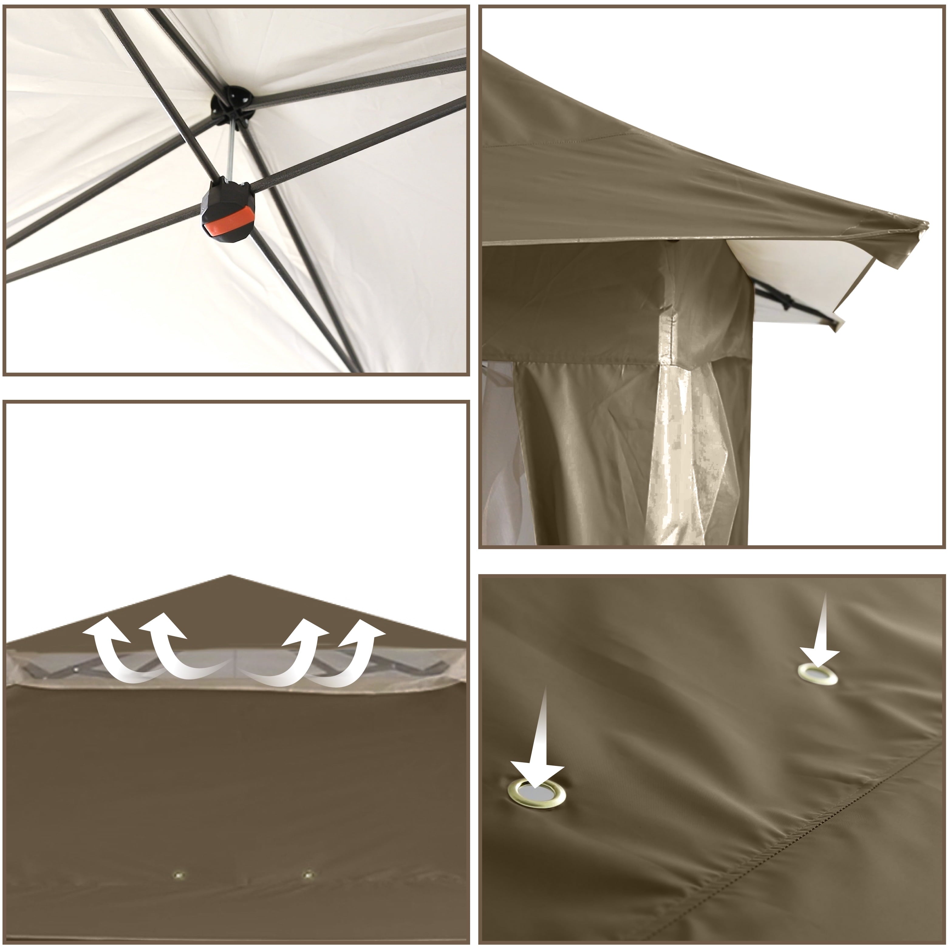 ABCCANOPY 13'x13' Gazebo Tent Outdoor Pop up Gazebo Canopy Shelter with Mosquito Netting, Brown