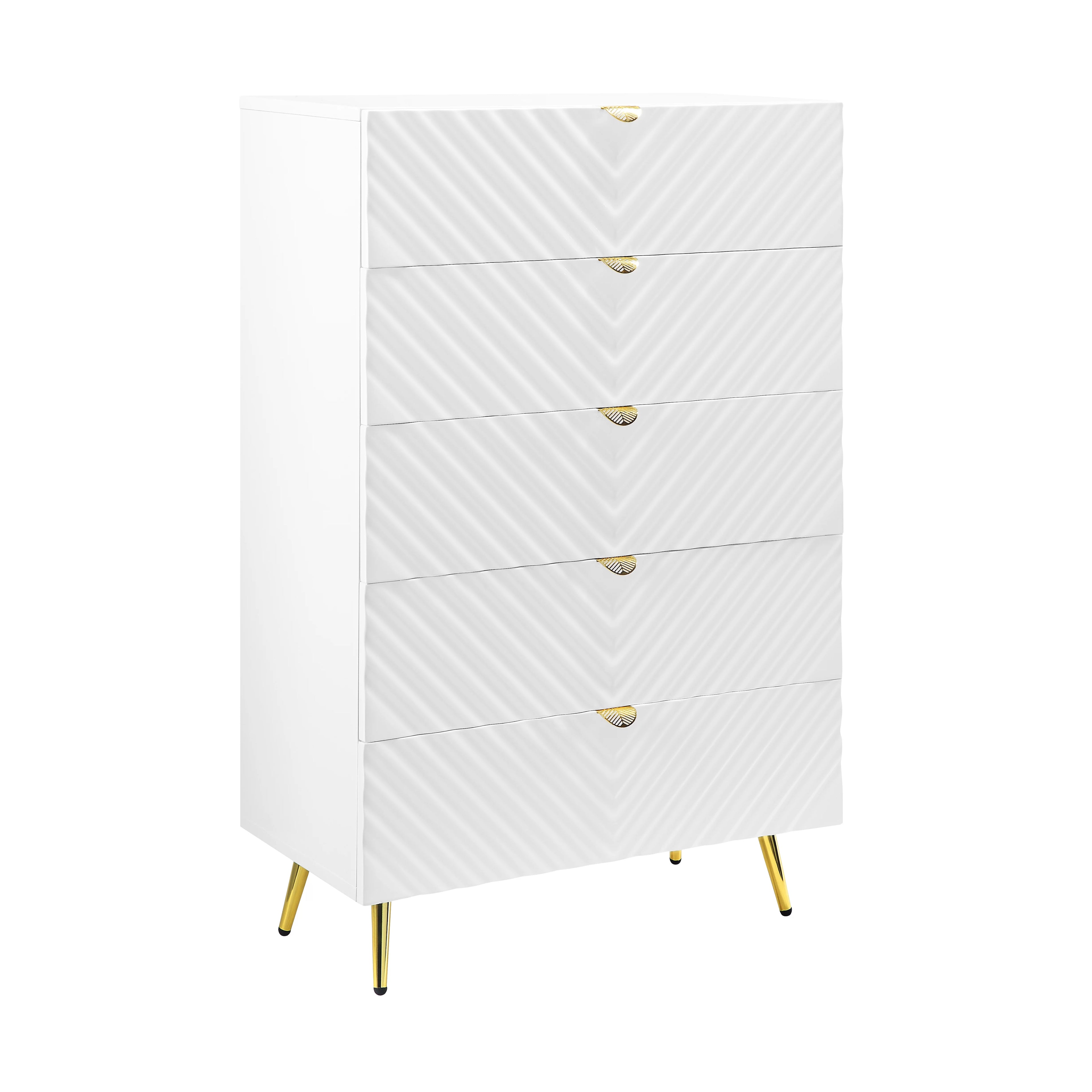 ACME Gaines Chest, White High Gloss Finish BD01038