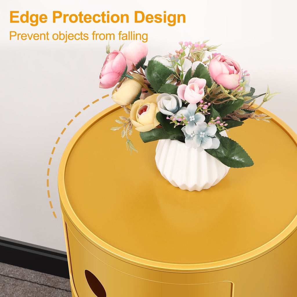 3 Drawer Sliding Barrel Modern Bedroom Nightstand, White