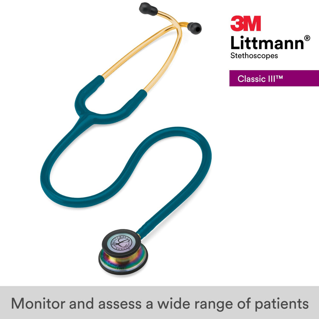3M Littmann Classic III Stethoscope, Smoke-Finish, Black Tube, 27 inch, 5811