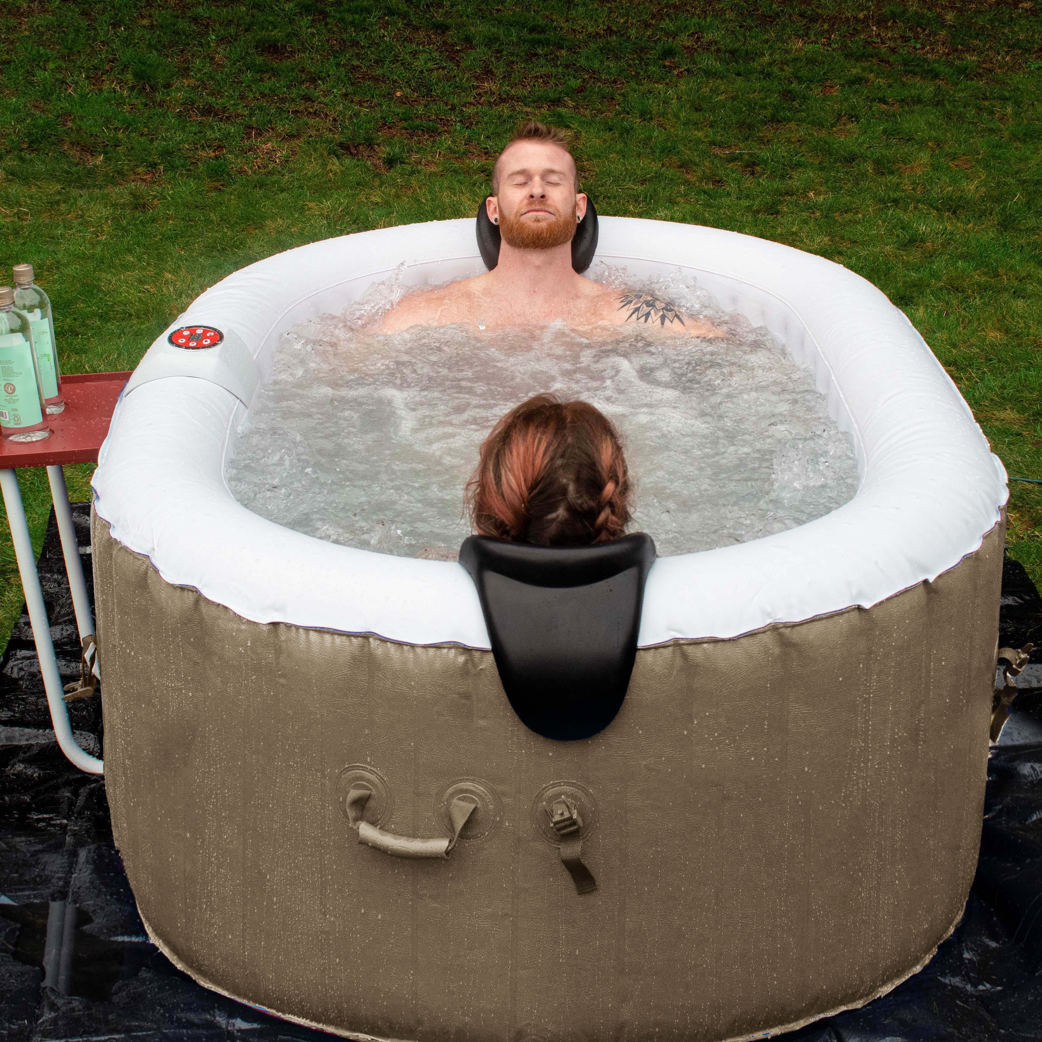 ALEKO 145 Gallon 2 Person Brown Oval Inflatable Jetted Hot Tub with Cover