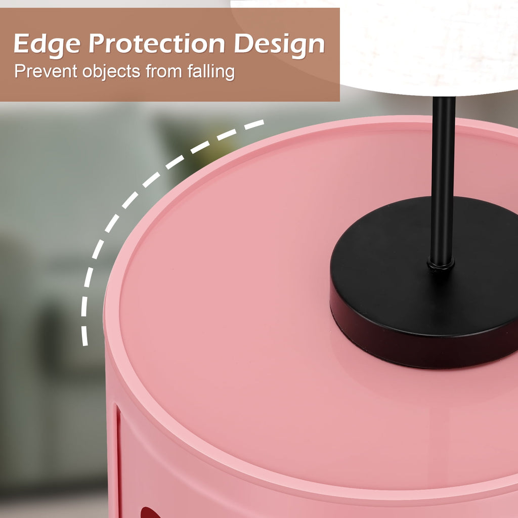 3 Drawer Sliding Barrel Modern Bedroom Nightstand, White