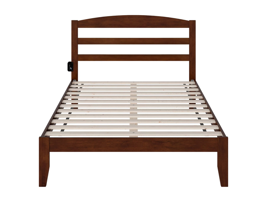 AFI Warren 14" Full Wood Platform Bed Frame with Slatted Headboard, Walnut