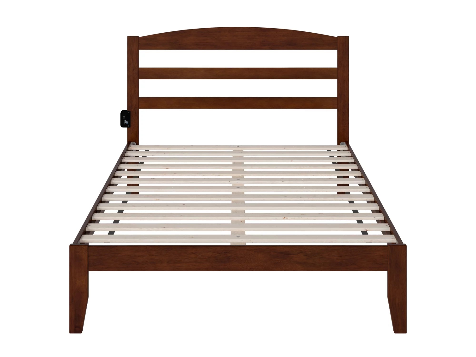 AFI Warren 14" Full Wood Platform Bed Frame with Slatted Headboard, Walnut