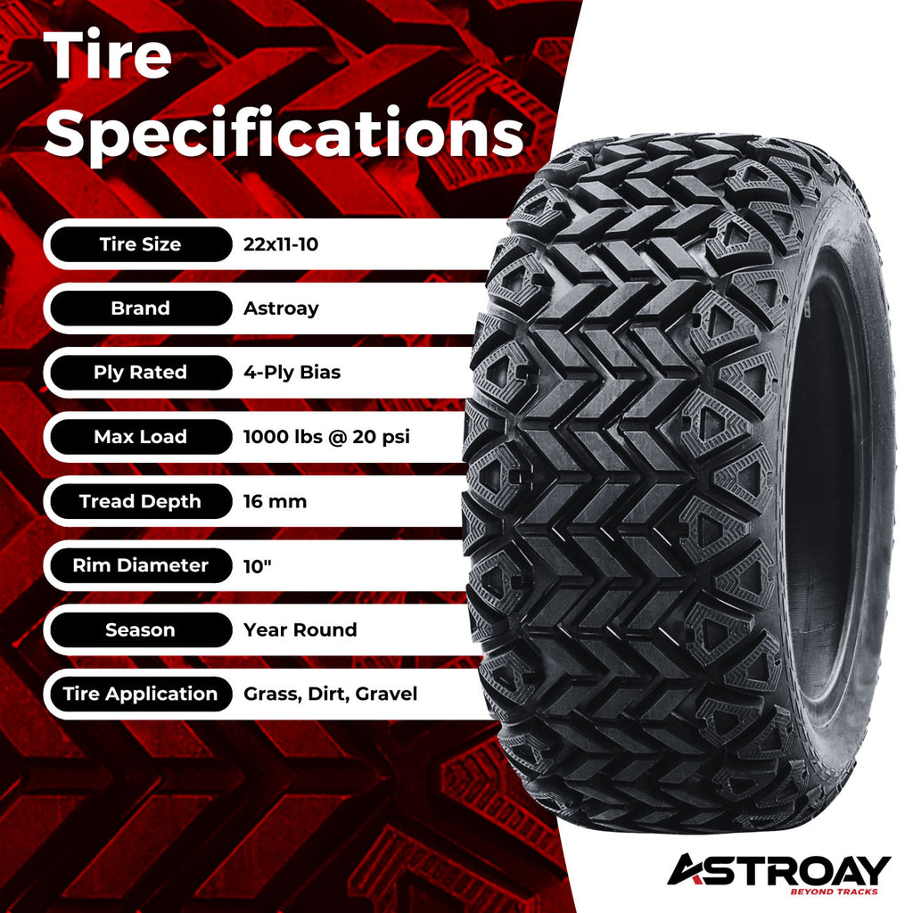 22 x 11 - 10 Astroay GF03 Golf Cart Tire
