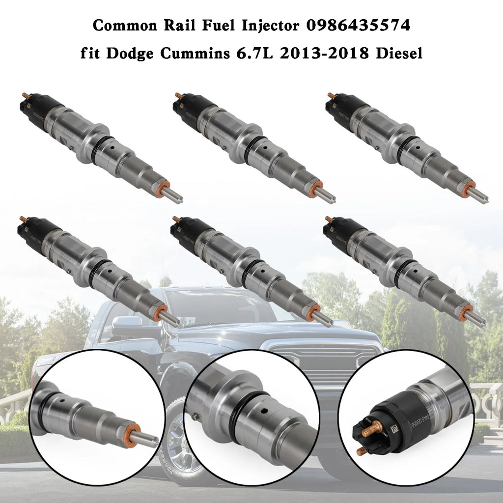 6PCS Common Rail Fuel Injector 0986435574 fit Dodge Cummins 6.7L 2013-2018