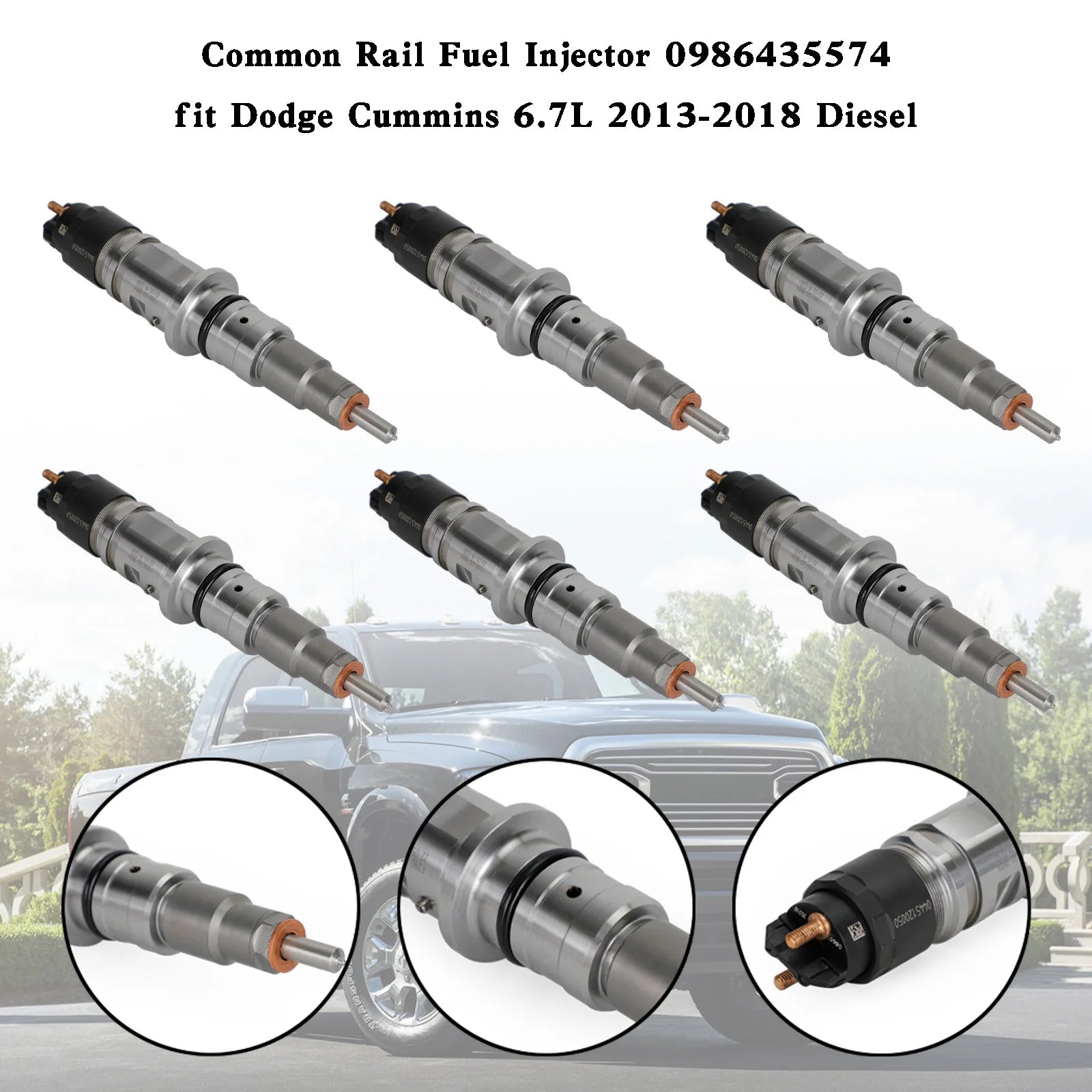 6PCS Common Rail Fuel Injector 0986435574 fit Dodge Cummins 6.7L 2013-2018