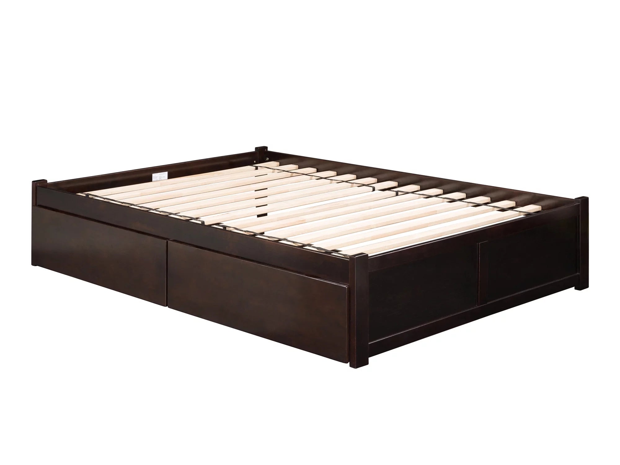AFI Concord King Solid Wood Platform Bed with Footboard & 2 Storage Drawers in Espresso