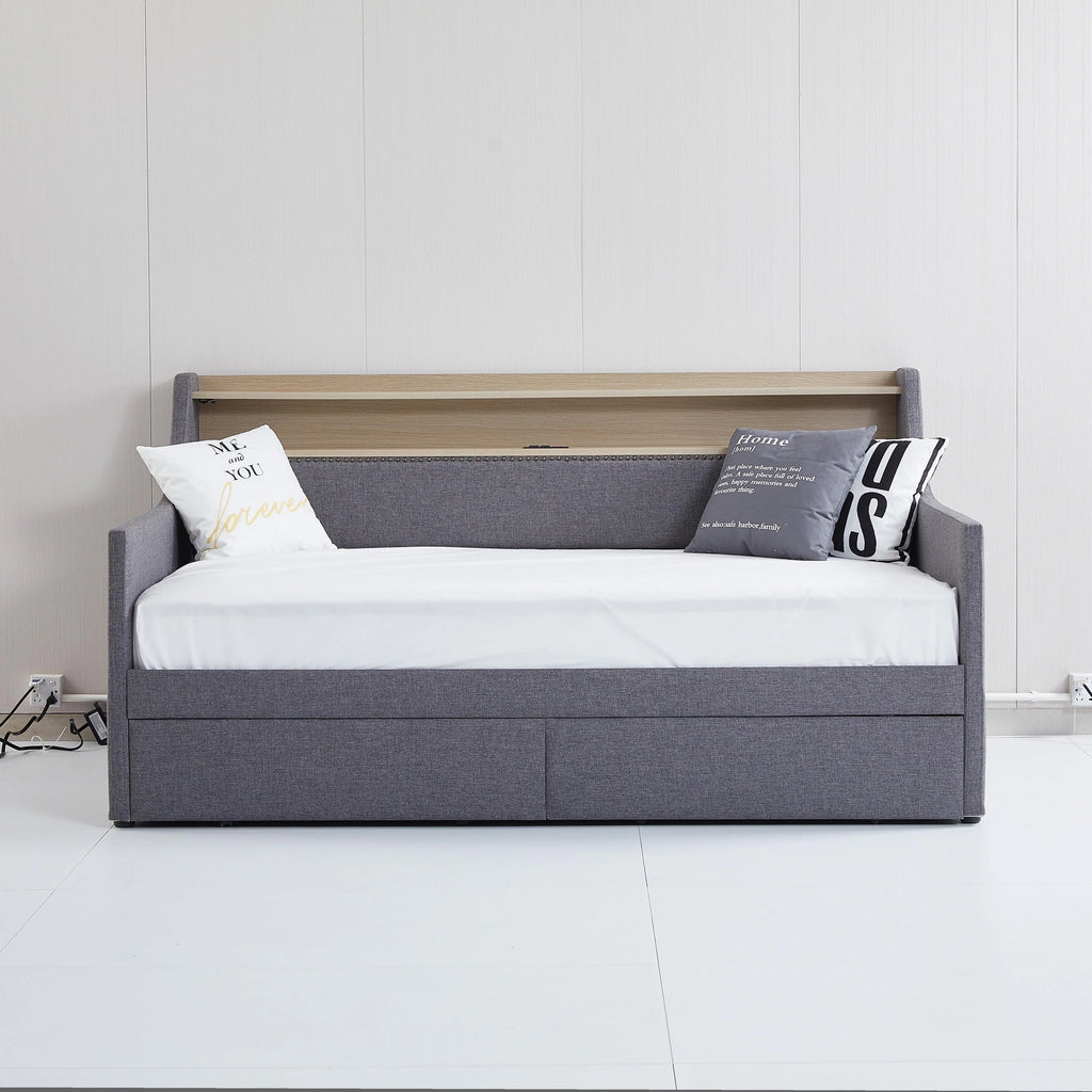 Belin Twin Size Daybed  with Charging Station and LED - Gray