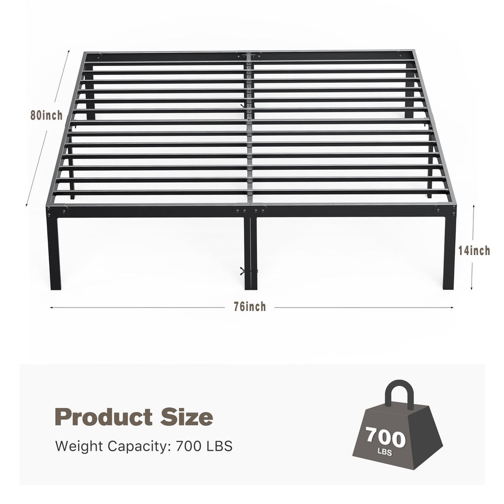 Bed Frame - Full Size Heavy Duty Platform Bed with Underbed Storage, 14-Inch High Steel Slat Support, Non-Slip Design, No Box Spring Required