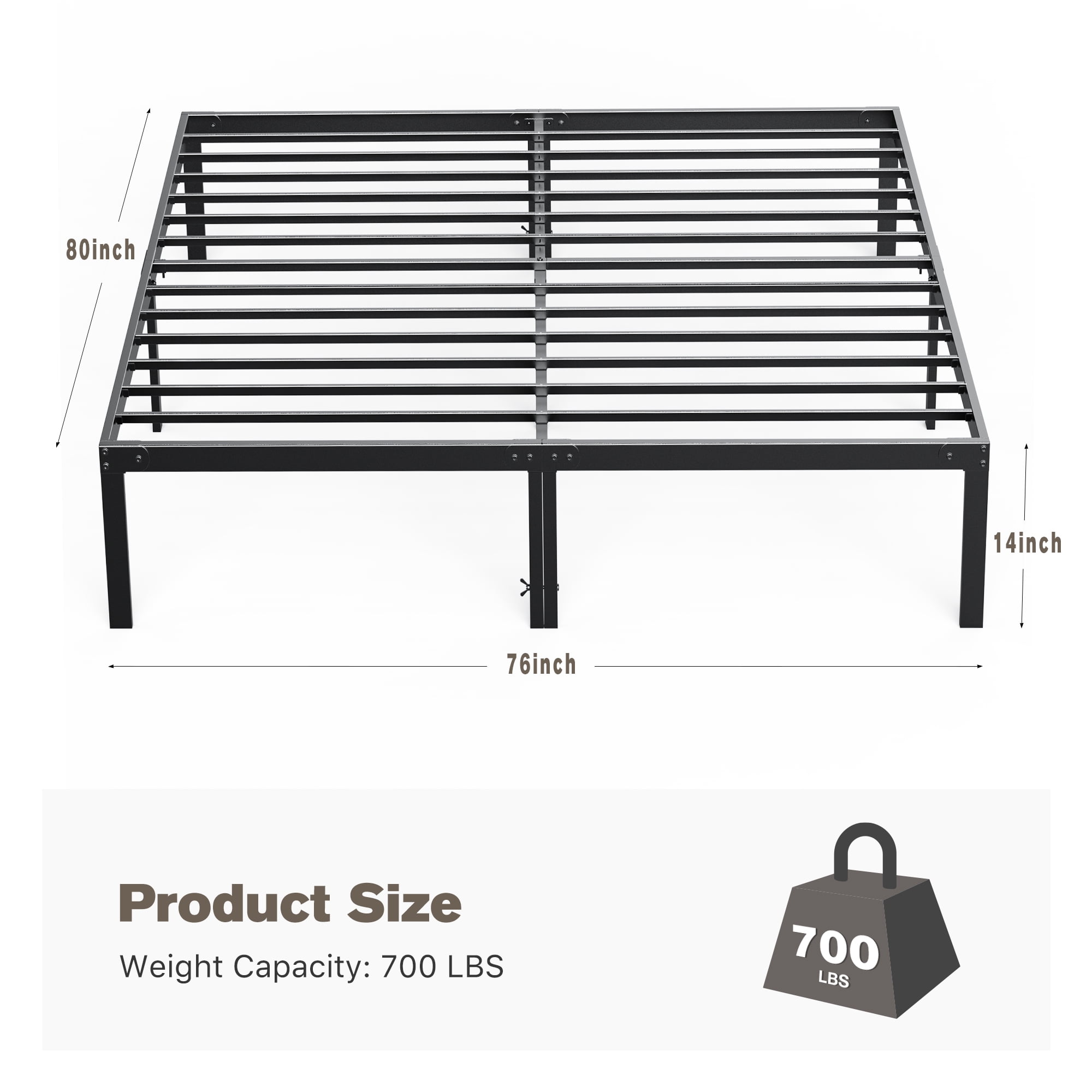 Bed Frame - Full Size Heavy Duty Platform Bed with Underbed Storage, 14-Inch High Steel Slat Support, Non-Slip Design, No Box Spring Required