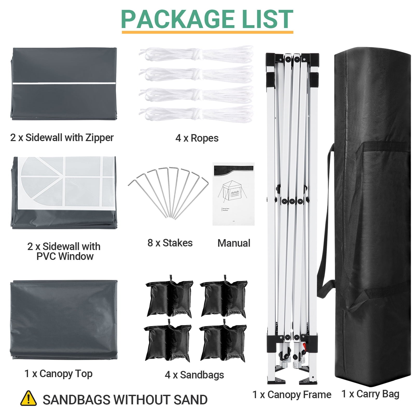 10'x10' EZ Pop Up Canopy with Top Vent, Large Commercial Tent, Waterproof and Sunproof with 4 Removable Sidewalls, Suitable for Weddings come with 4 Sandbags (Black)