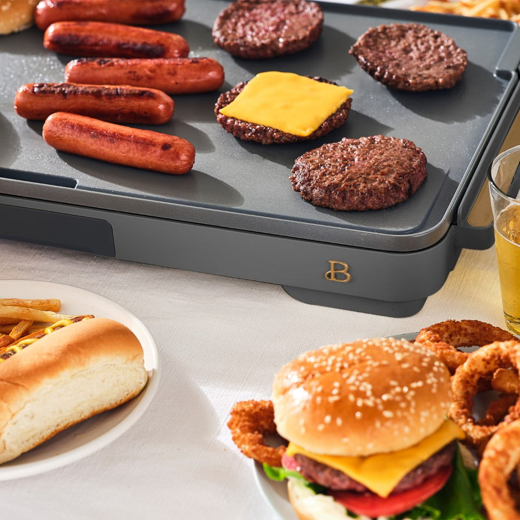 Beautiful XL Electric Griddle 12" x 22"- Non-Stick, White Icing by Drew Barrymore