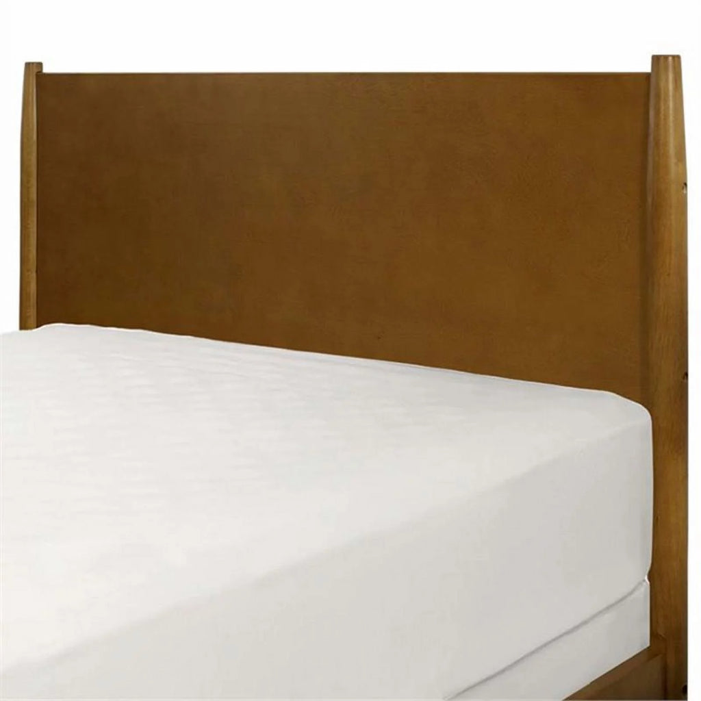 Allora Mid-Century Wood King Panel Platform Bed in Acorn Brown