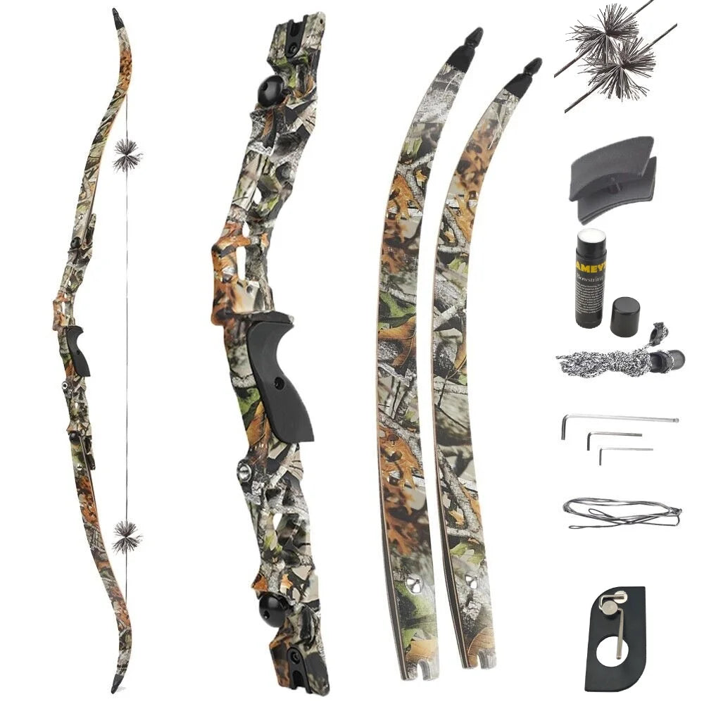 64 inch 30-60 lbs Outdoor Shooting Alloy Material Jungle Coating Hunting and Archery Adult Bow （camo 40lbs）