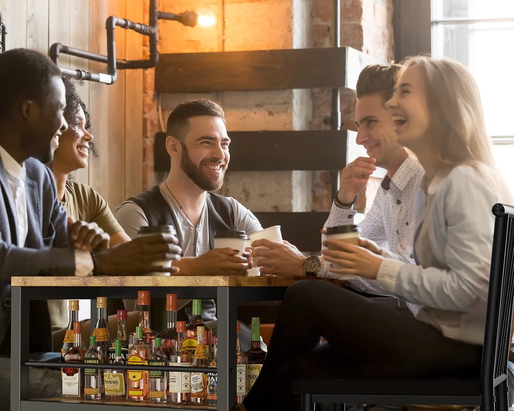 Aiho 3-Piece Wooden Counter Height Dining Table Set, Small Kitchen Table for Kitchen, Dining Room - Retro