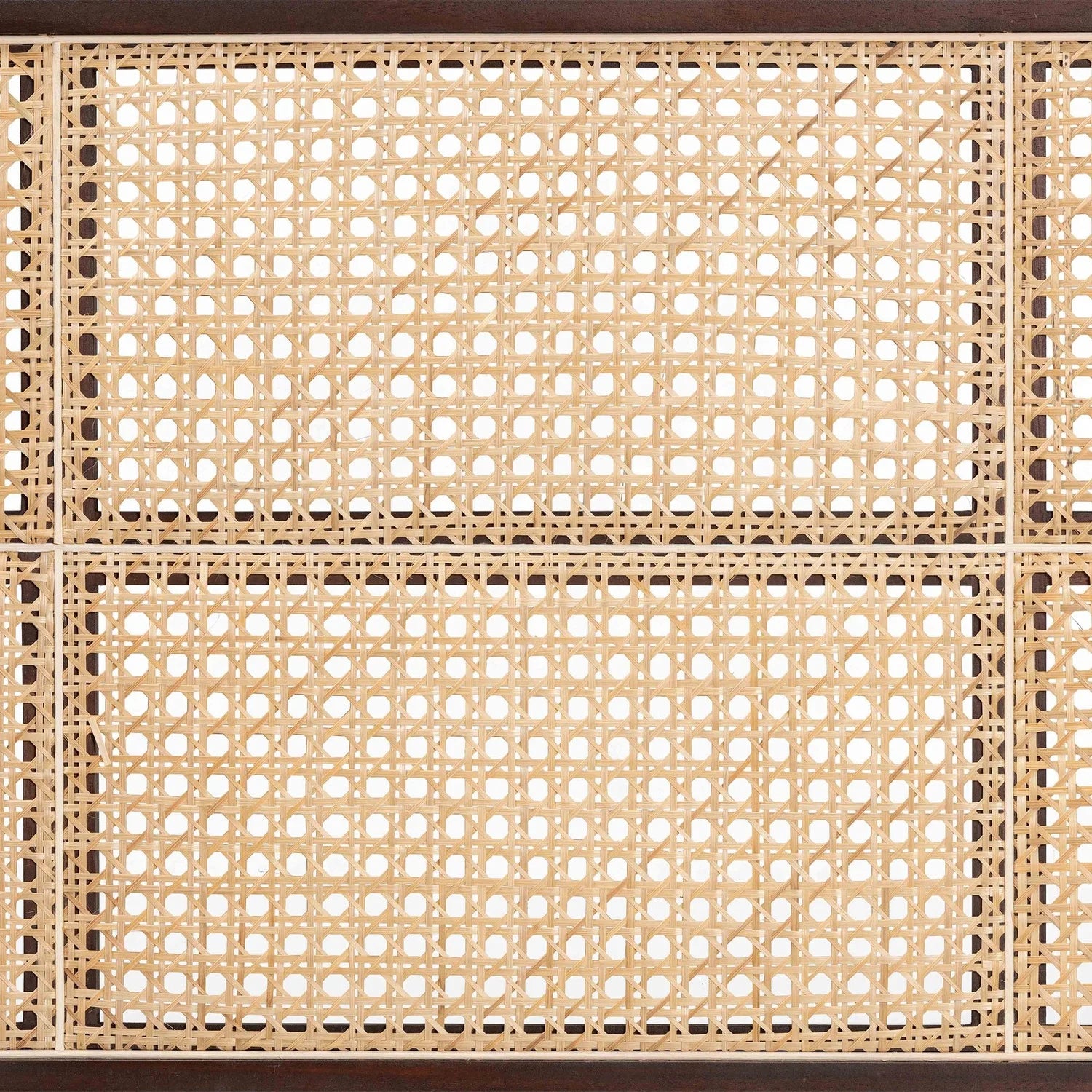 bali & pari Lainer Dark Brown Bayur Wood and Rattan Queen Size Headboard