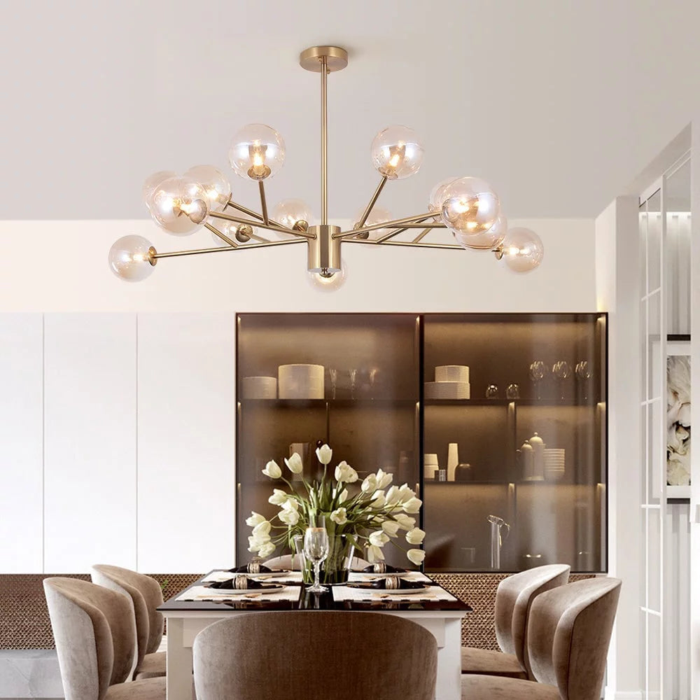 15-light Glass Globe Bubble Sputnik Chandelier Gold Gold